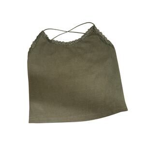 American Eagle Olive Green Tank top under shirt thin strap lace trim womens XL